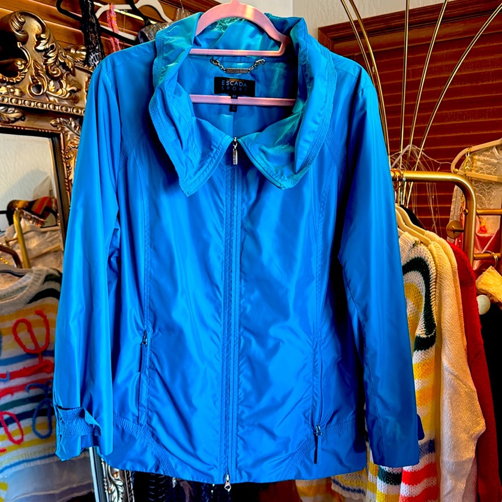 Authentic Escada Sport Zip Up Jacket W/Large Collar Zip Pockets, Inside Pocket
